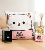 Seni Seviyorum Yastık & Kar Küresi & Melek Kolye Hediye Seti