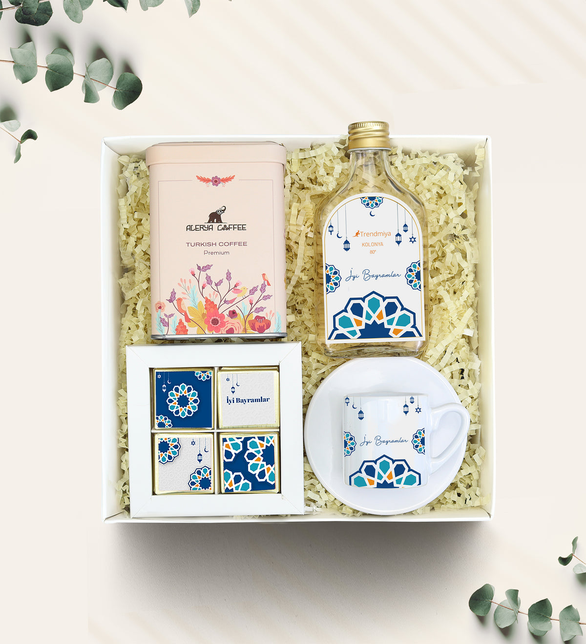 Alerya Kahve Fincan Kolonya Çikolata Bayram Hediye Seti