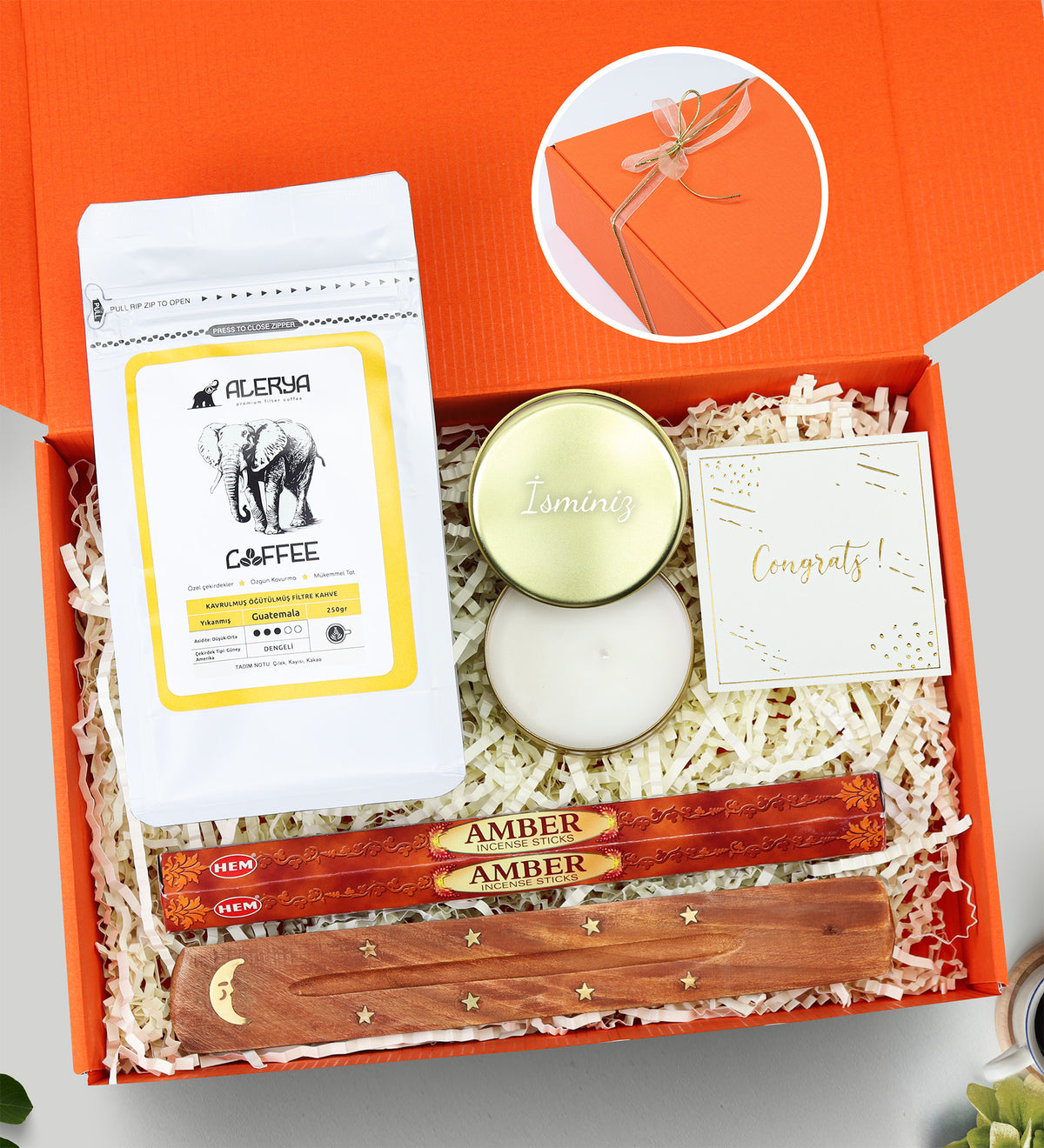 250 gr Alerya Guatemala Filtre Kahve & Tütsü & Metal Kutulu Mum Hediye Seti