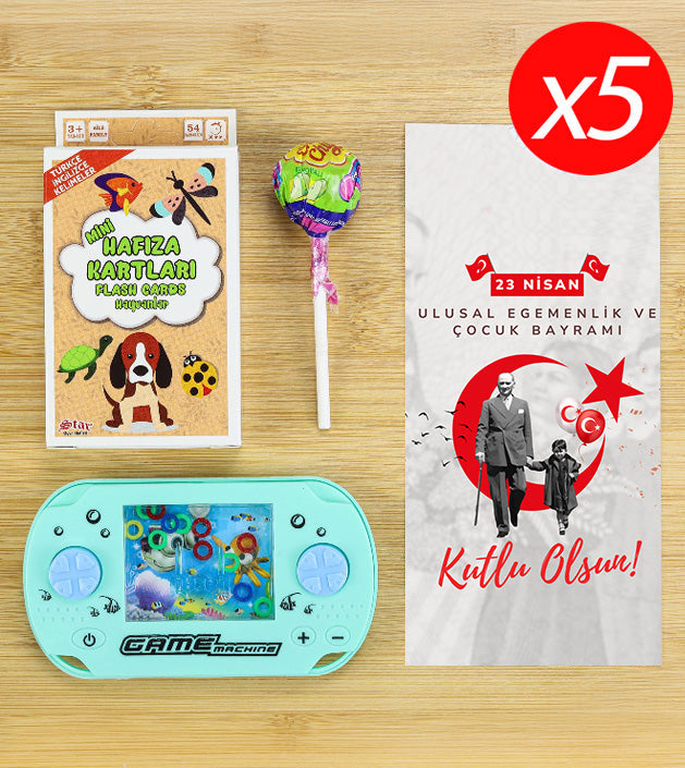 Halka Geçirme Oyunu & Mini Hafıza Kart Oyunu & Lolipop Mini Hediye Seti (5 Adet)
