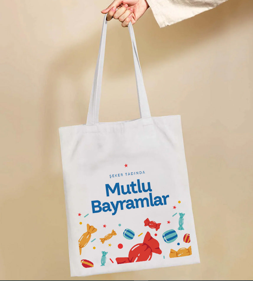 Mutlu Bayramlar Tasarım Ham Bez Çanta