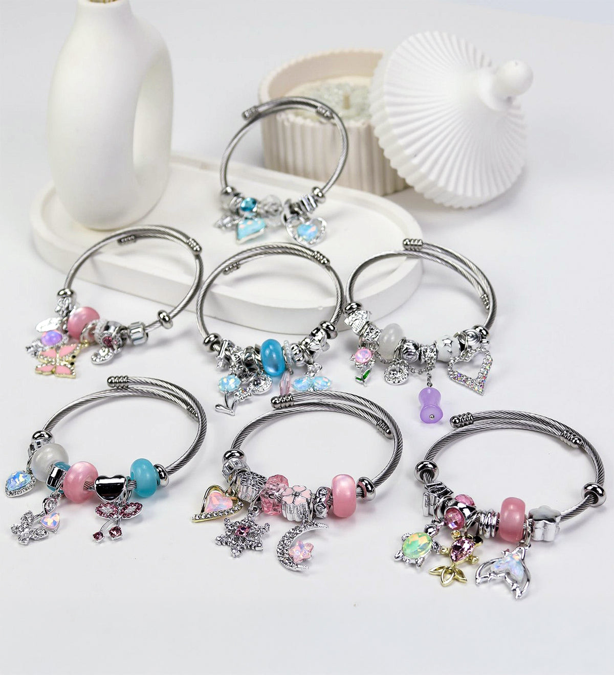 Gümüş Renk Charm Çelik Bileklik