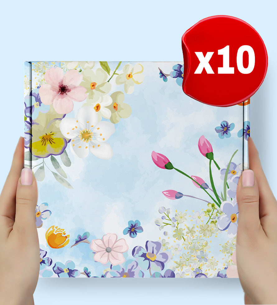 Mavi Çiçek Tasarım Kutu (10 Adet)