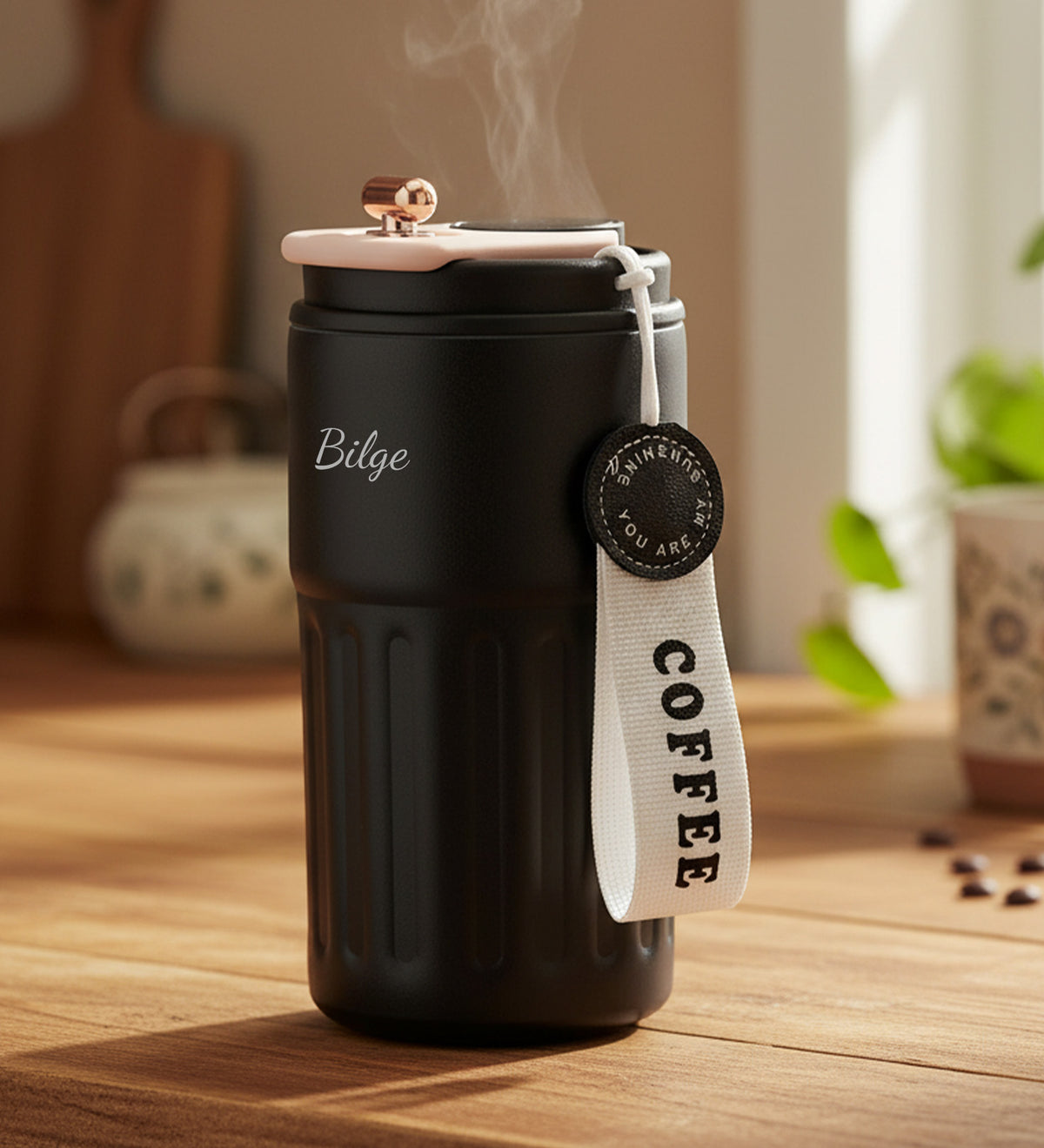 400ml Coffee Dereceli Siyah Termos