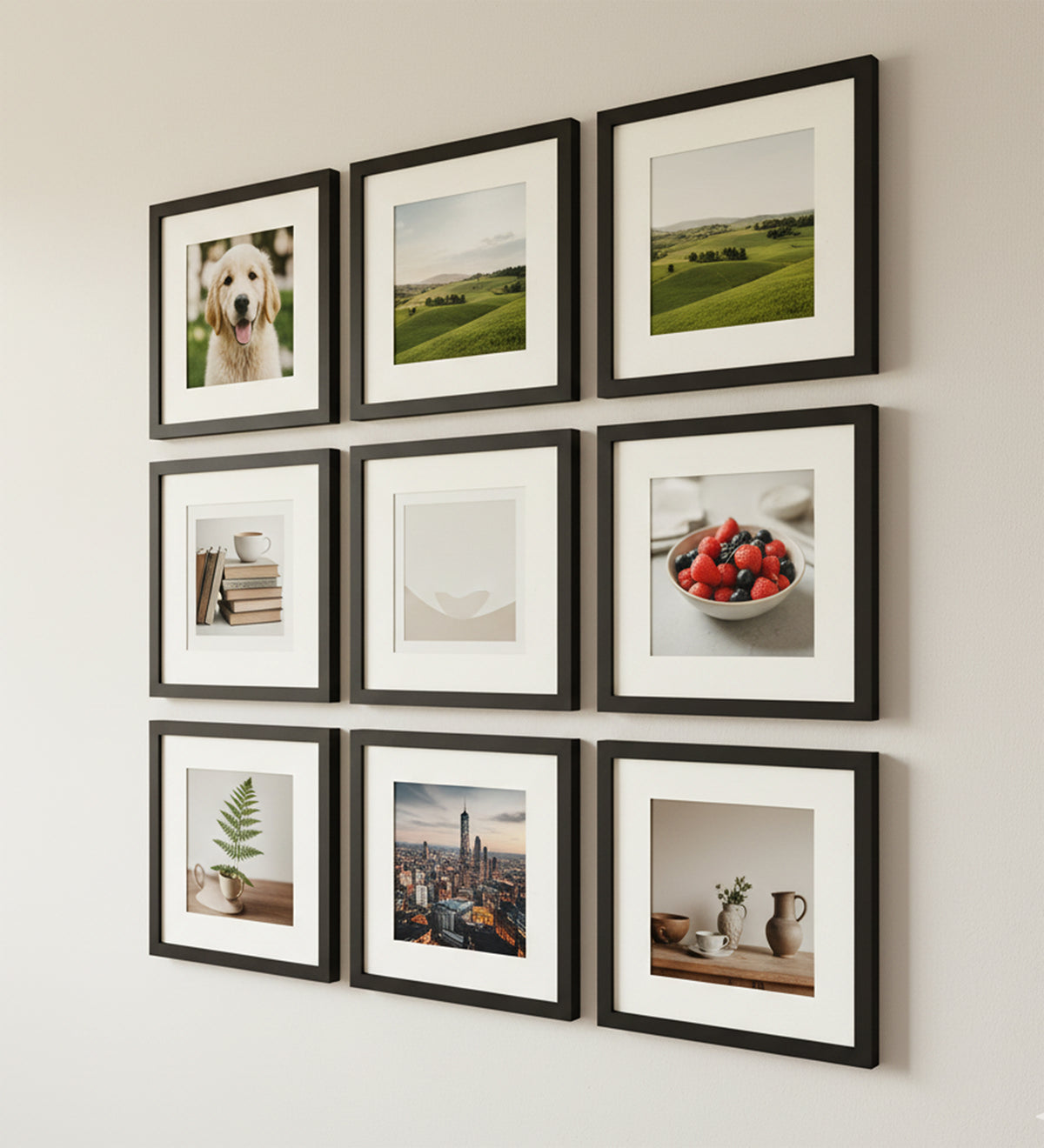 Siyah Paspartulu Çerçeve 21x21 cm - 9'lü Paket