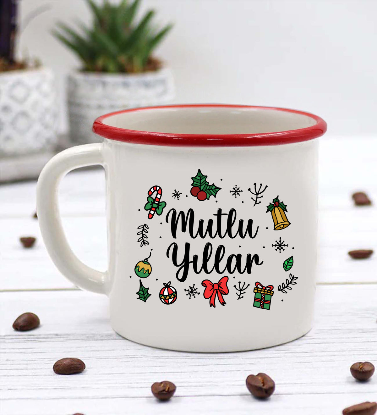 Dikdörtgen Kasa İçerisinde Tombala & Mutlu Yıllar Kupa & Mini Yılbaşı Ayıcık & Yılbaşı Çorabı & Filtre Kahve & Yılbaşı Ağaç Süsü & Salep Hediye Seti