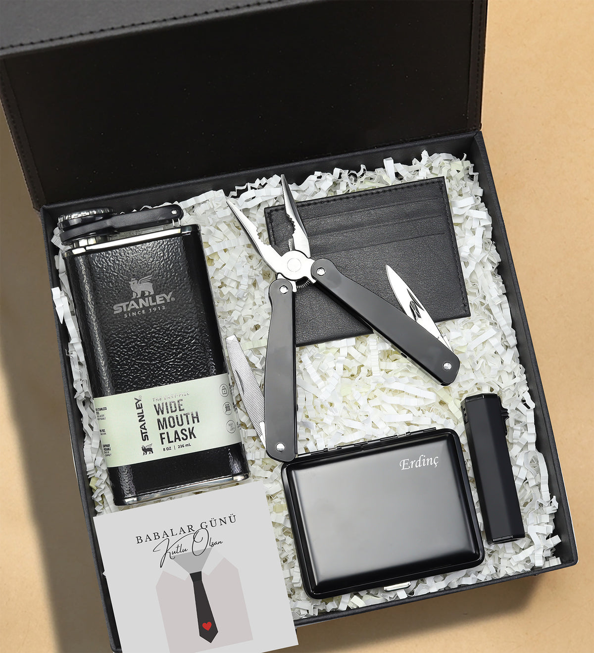 Stanley Matara Pense Çakı Çakmak Tabaka Kartlık Erkeğe Hediye Seti