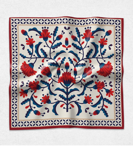 Kırmızı Motif Desenli Fular