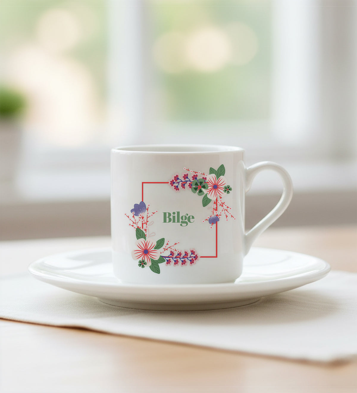 Renkli Çiçek Baskılı Fincan