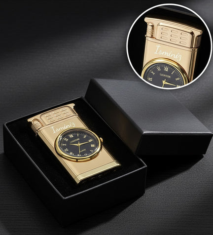 Kişiye Özel Saatli Gold Renk Çakmak