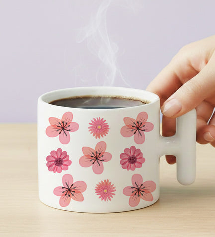 Pembe Çiçek Tasarım T kupa