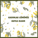 Kadınlar Günü Mimoza Tasarım Mesaj Kartı