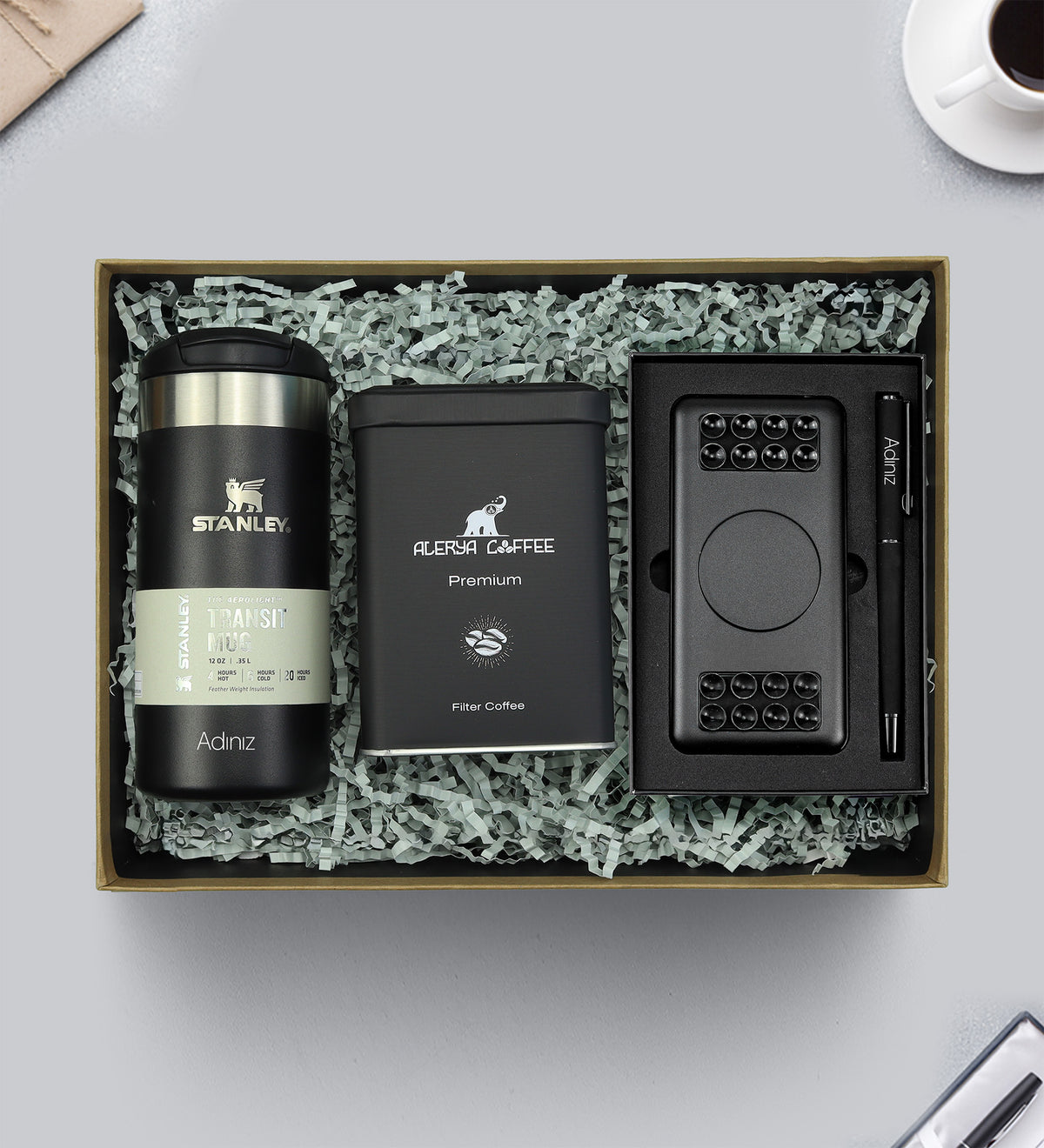 Stanley Termos Filtre Kahve Powerbank Kalem Hediye Seti