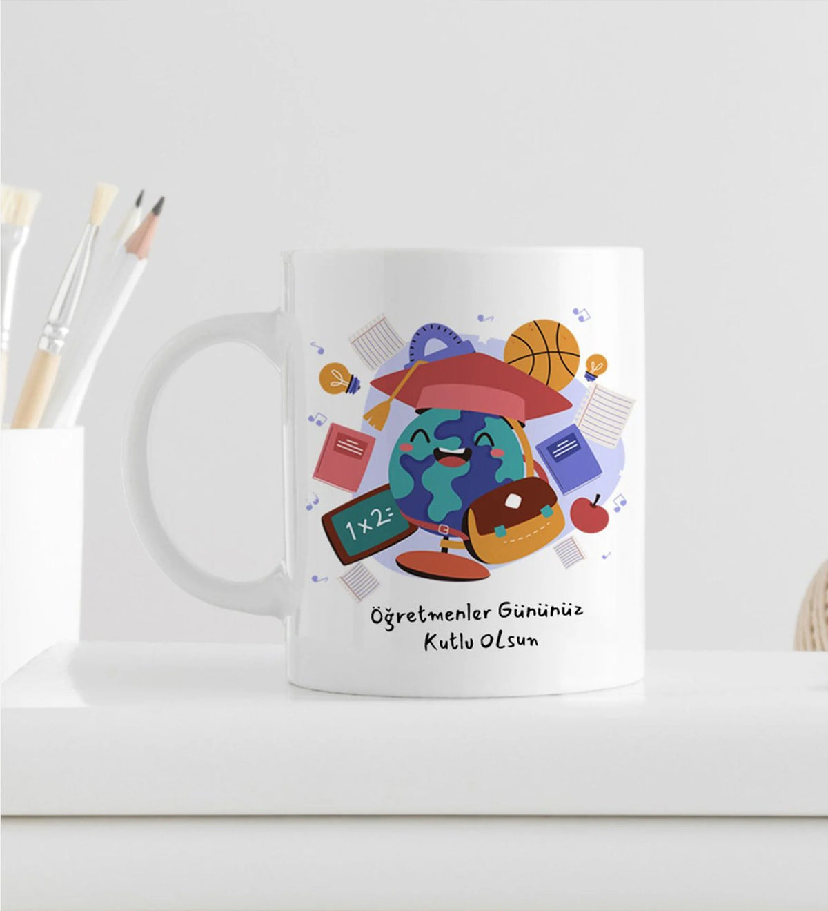 Kişiye Özel Tasarım Kupa & Defter & Mat Roller Kalem Öğretmenler Günü Hediye Seti