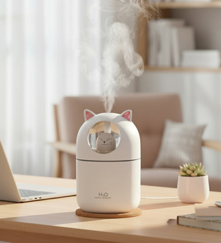 Beyaz Kedili Hava Nemlendirici