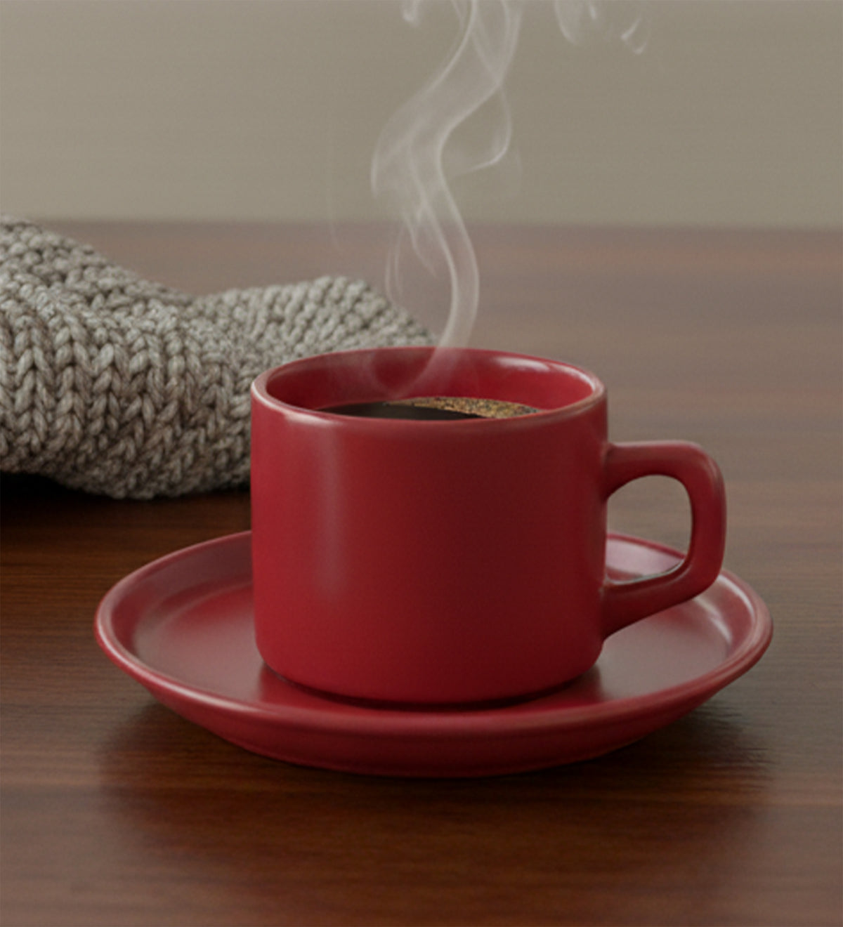 Kırmızı Double Türk Kahvesi ve Çay Fincanı