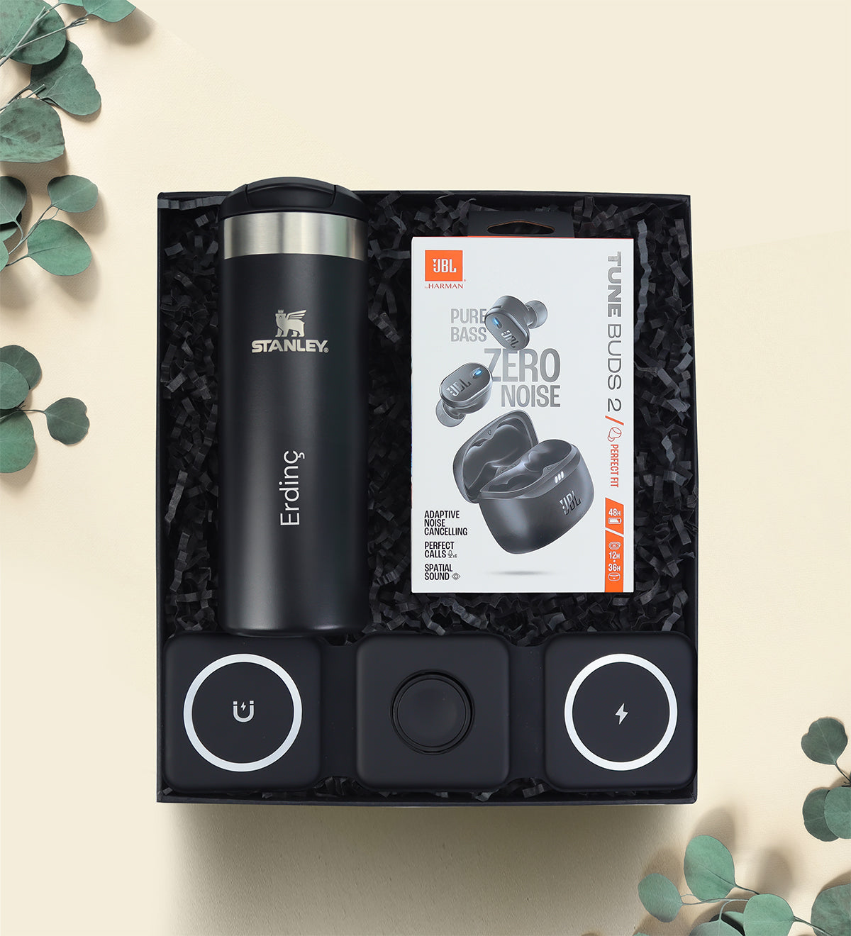 Kişiye Özel Stanley Termos Jbl Kulaklık Çoklu Şarj Standı Premium Hediye Seti