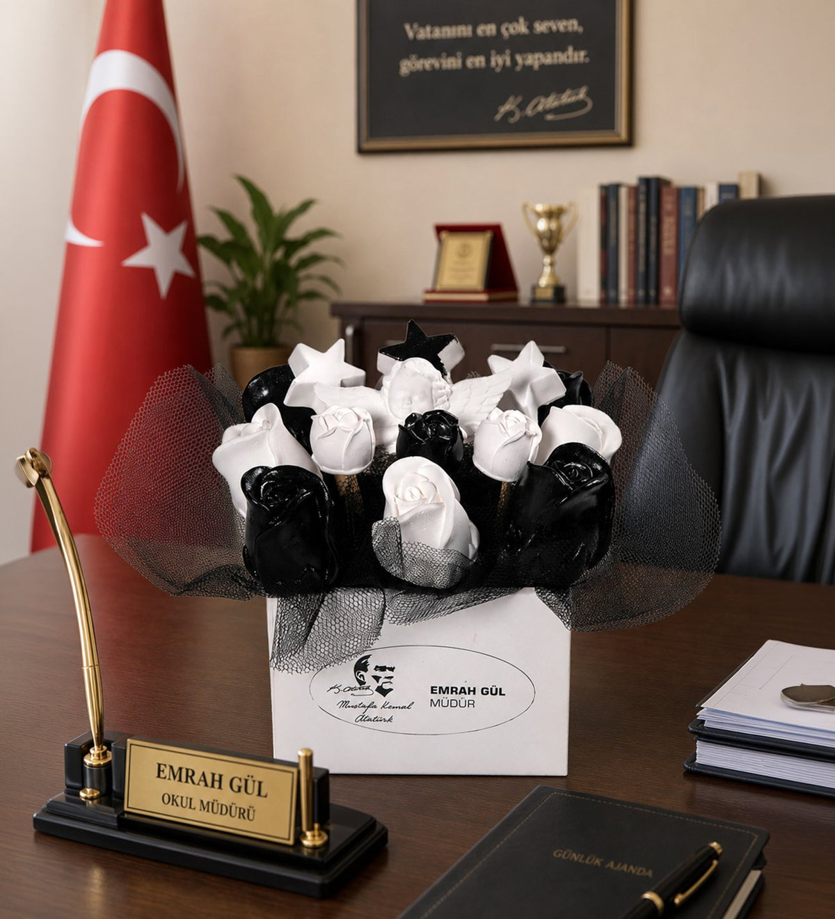Kişiye Özel İsimli Kemal Atatürk Tasarım Kokulu Taş Dekoratif Hediye