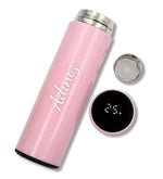 Kişiye Özel Pembe 500 ML Dereceli Termos & Konfeti Defter & Mor Dikişli Mini Not Defteri & Dondurma Fosforlu Kalem & Doğum Günü Yıldız Mum Hediye Seti