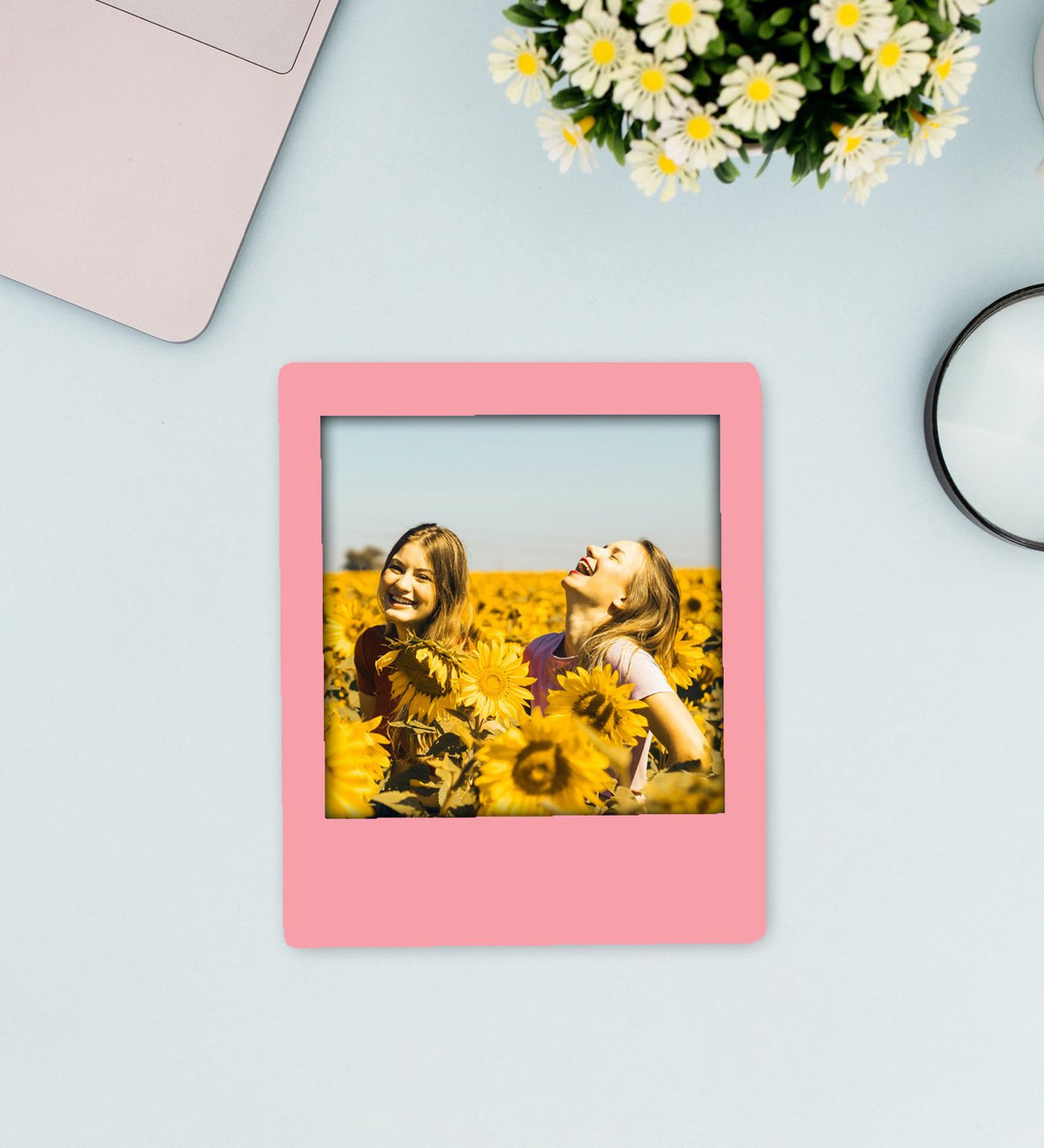 Kişiye Özel Pipetli Buzlu Cam Bardak & Pembe İnstagram Çerçeve & Pembe Renk Detaylı Vintage Kupa Hediye Seti