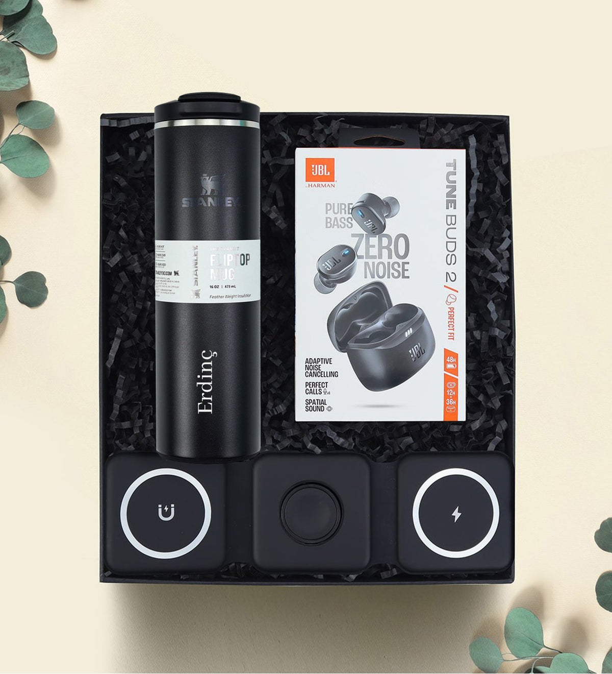 Kişiye Özel Stanley Termos Jbl Kulaklık Çoklu Şarj Standı Premium Hediye Seti