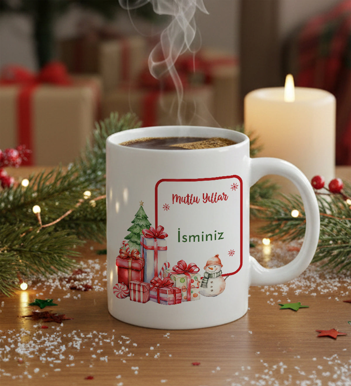 Kar Küresi & Baskılı Kupa & Yılbaşı Çorabı Hediye Seti