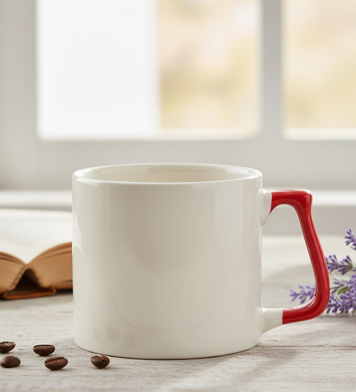 Kırmızı Kulplu Seramik Kupa