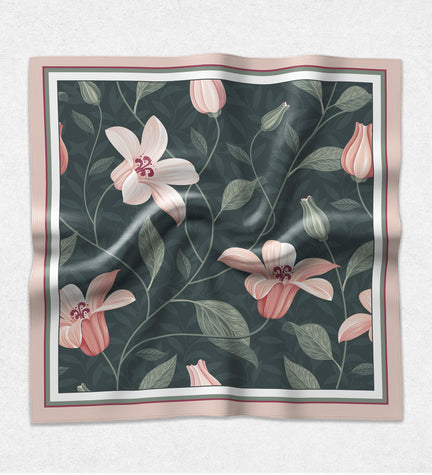 Pembe Lale Desenli Fular