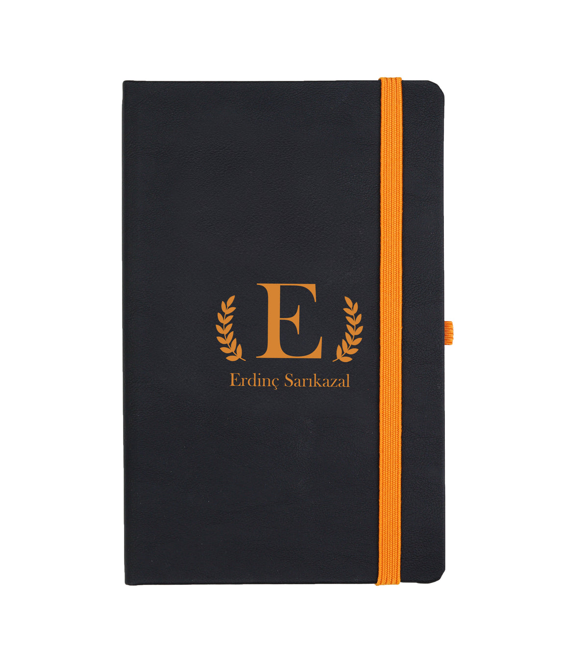Siyah Turuncu Tasarım Defter & Turuncu Mat Roller Kalem & Kupa Hediye Seti