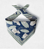 Mavi Çiçek Desenli Fular