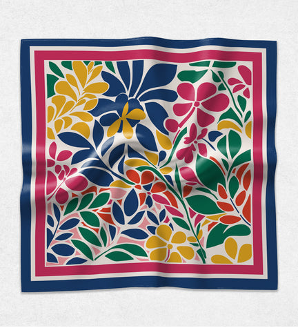 Renkli Yaprak Desenli Fular