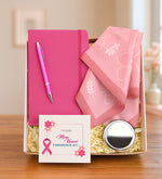 Çiçekli Fular & Pembe Defter & El Aynası & Kalem Hediye Seti