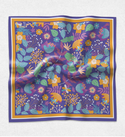 Mor Çiçekli Tasarım Fular