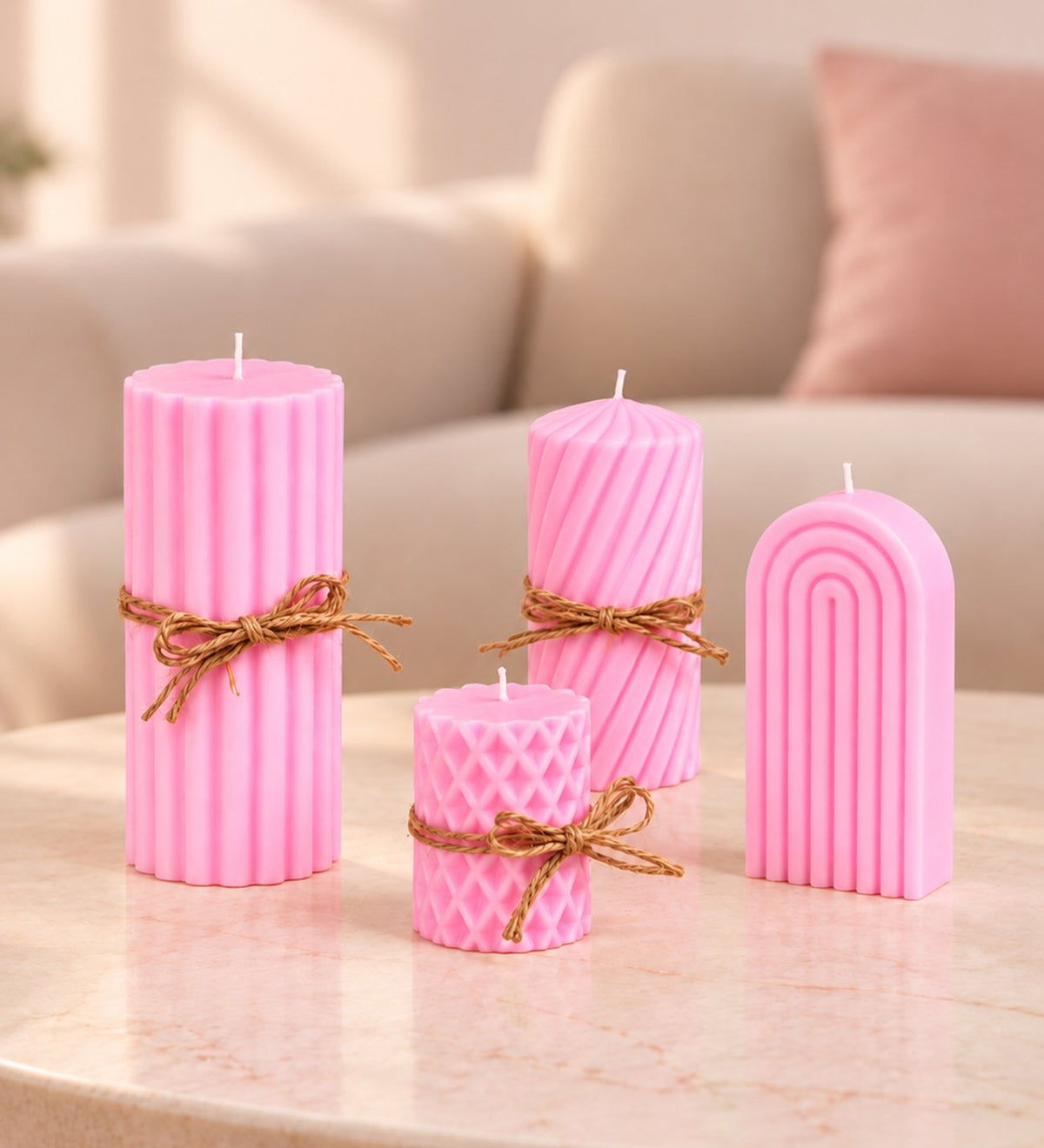 Ng Gifts Dekoratif 4'lü Pembe Mum Seti