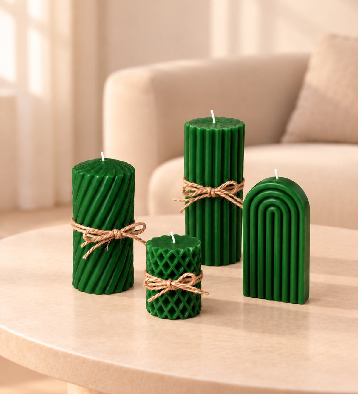 Ng Gifts Dekoratif 4'lü Yeşil Mum Seti