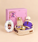 Ng Gifts Kişiye Özel Fotoğraflı Çerçeveli El Emeği Örgü Sepette Mor Hediye Seti