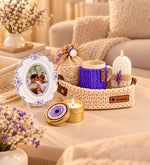 Ng Gifts Kişiye Özel Fotoğraflı Çerçeveli El Emeği Örgü Sepette Mor Hediye Seti