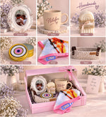 Ng Gifts Premium Kişiye Özel Fotoğraflı Çerçeveli El Emeği Örgü Sepette Pembe Hediye Seti