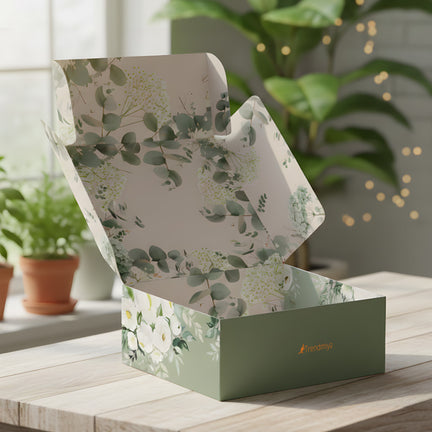 Çiçekli Yeşil Tasarım Kutu