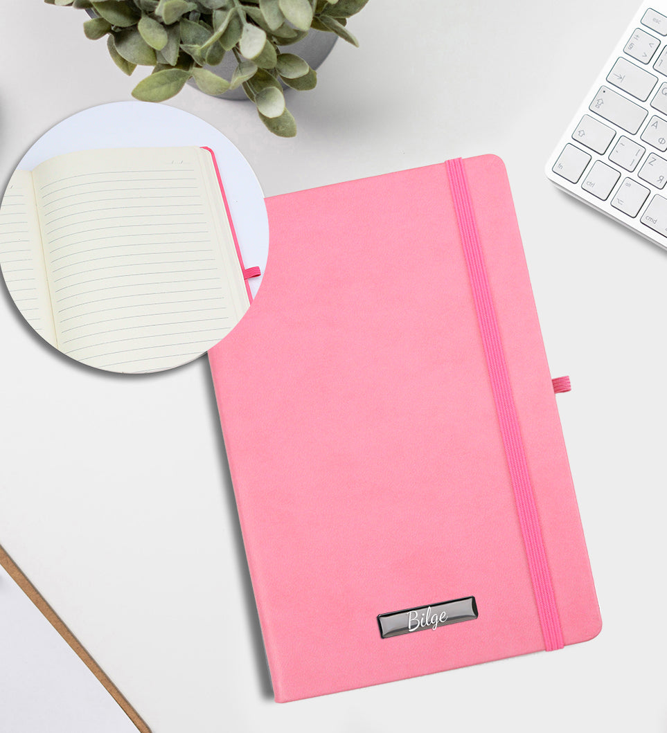 Çiçekli Fular & Pembe Defter & El Aynası & Kalem Hediye Seti
