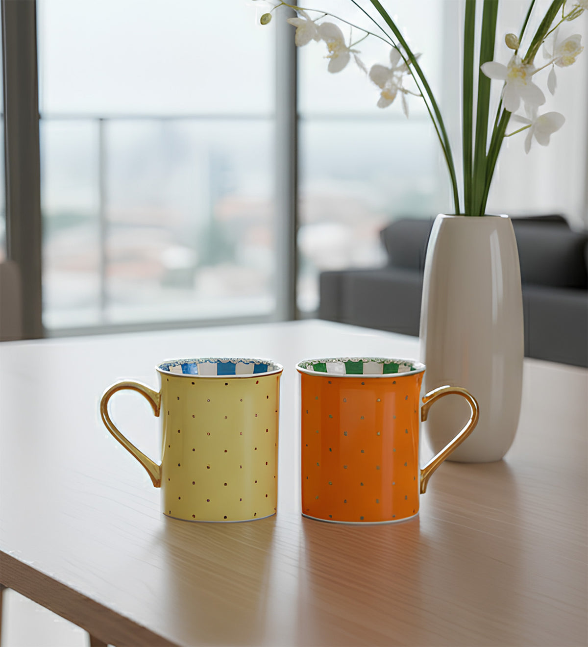 6'lı Renkli Porselen Kupa Takımı