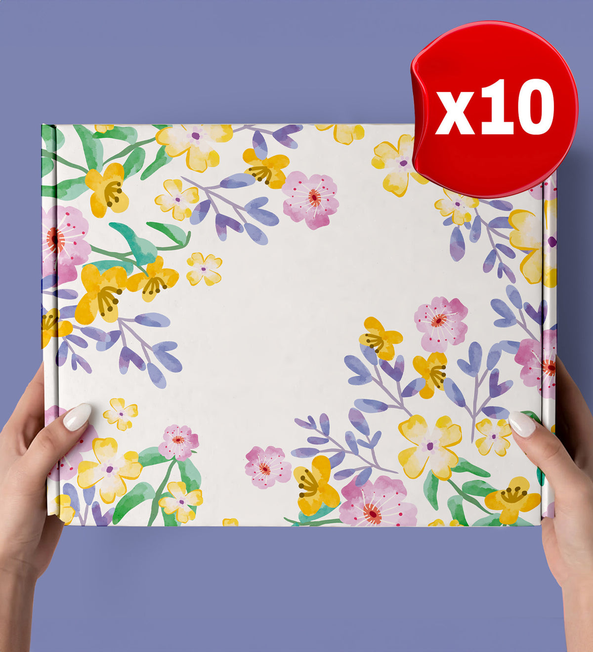 Renkli Çiçekli Kutu (10 Adet)