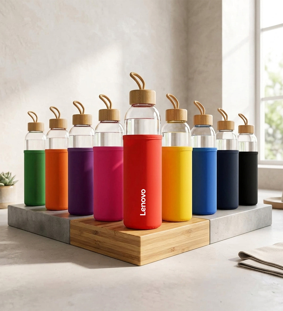 Bambu Kapaklı Kılıflı Matara 500ML