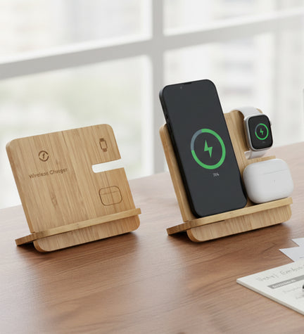 3’ü 1 Arada Bambu Kablosuz Hızlı Şarj Standı