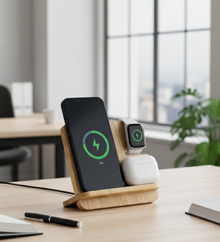 3’ü 1 Arada Bambu Kablosuz Hızlı Şarj Standı