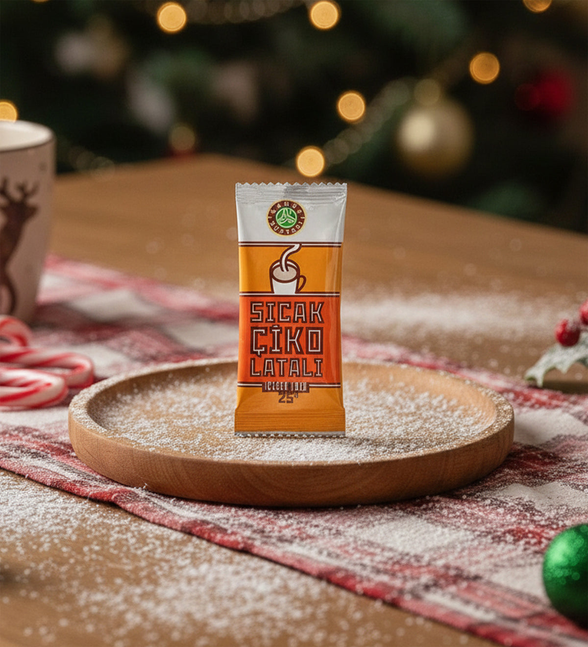 Kişiye Özel Baskılı Kupa & Tek İçimlik Sıcak Çikolata & Kar Küresi Hediye Seti