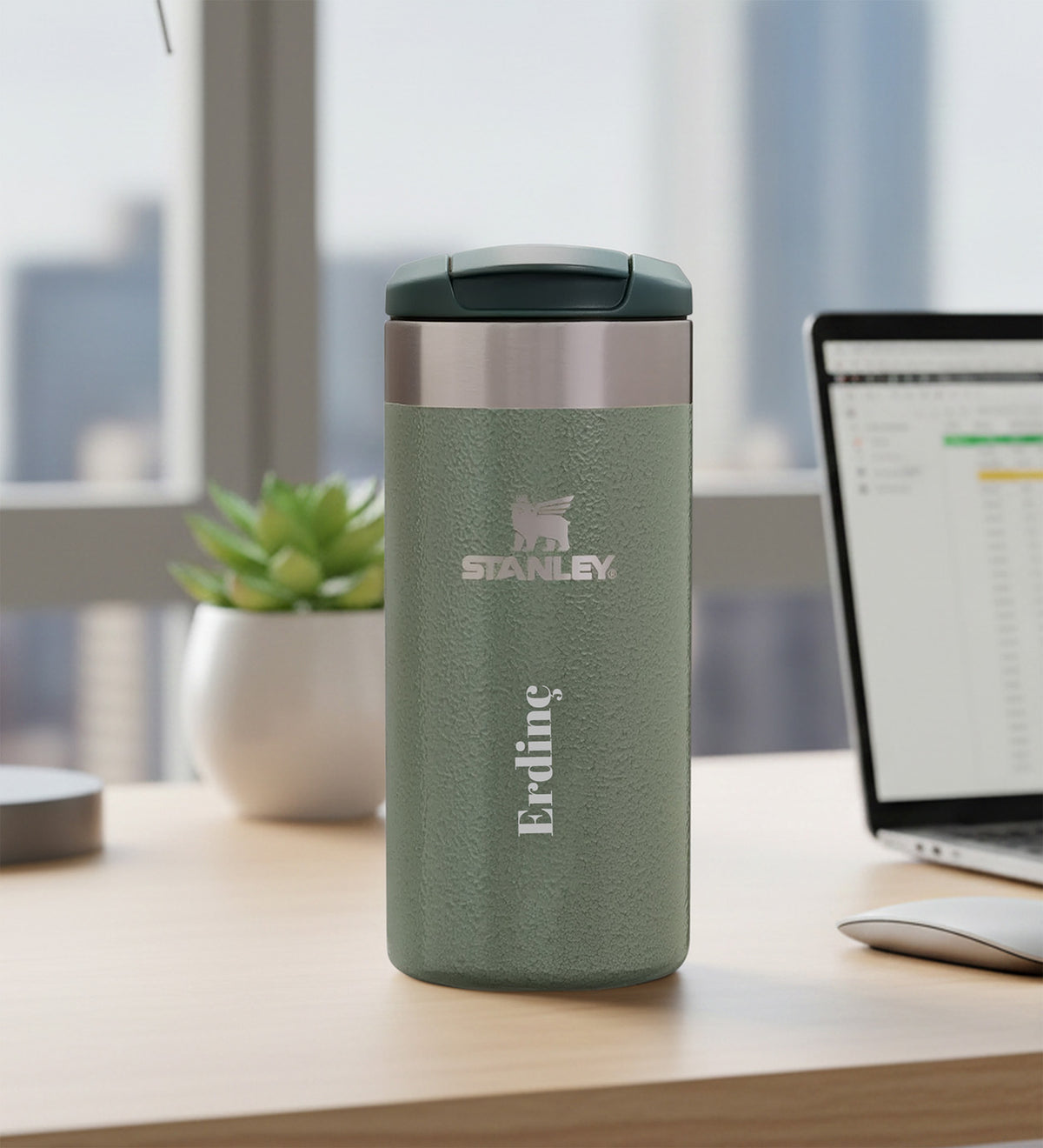 Kişiye Özel The AeroLight™ Transit Mug Stanley Termos 0,35 L Yeşil