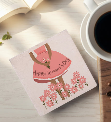 Kadınlar Günü Tasarım Taş Bardak Altlığı