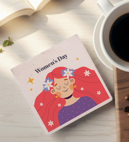 Kadınlar Günü Tasarım Taş Bardak Altlığı