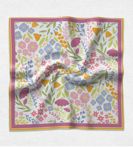 Pembe Çiçek Desenli Fular